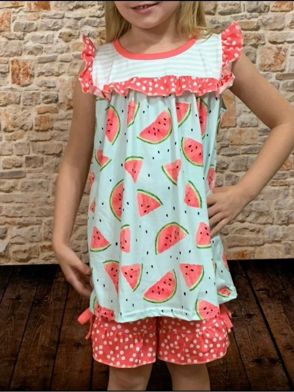 NEW Toddler Girl's Boutique Watermelon Summer 2PC Short Set 12-18 Months